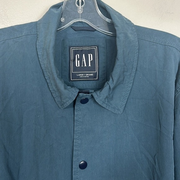 GAP Nylon Snap Button Point Collar Lightweight Navy Blue Coach Jacket - Picture 9 of 13